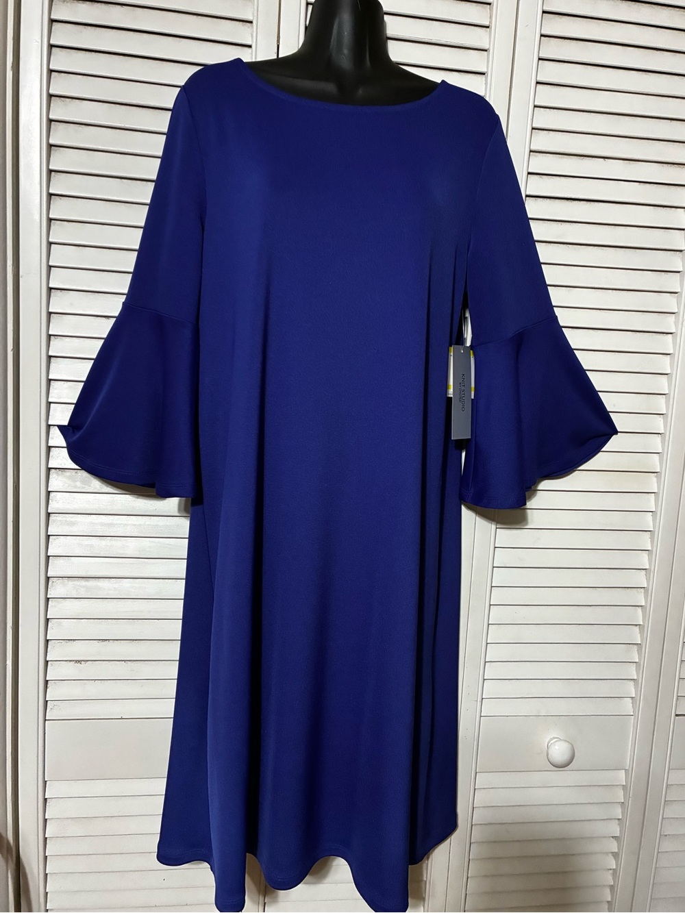 Kasper Royal Blue Midi Dress with Bell Sleeves